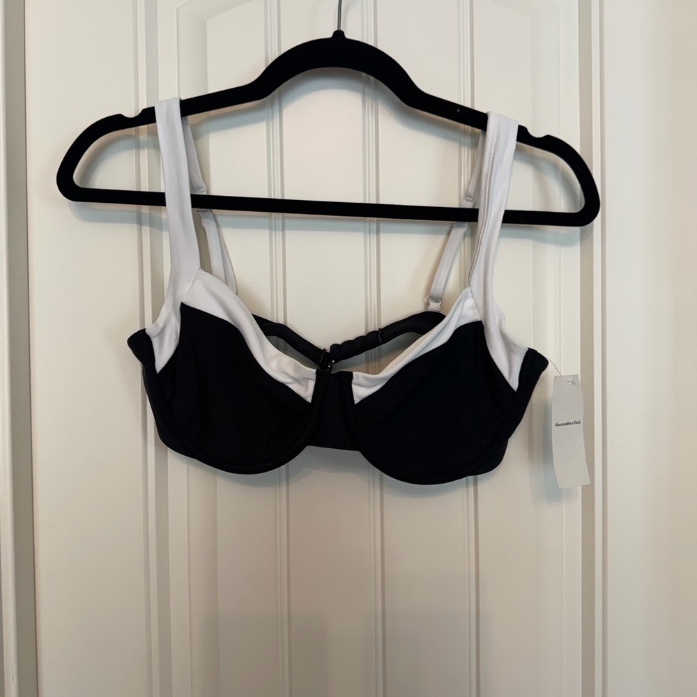 Abercrombie & Fitch Black and White  Wide Strap Underwire Bikini Top